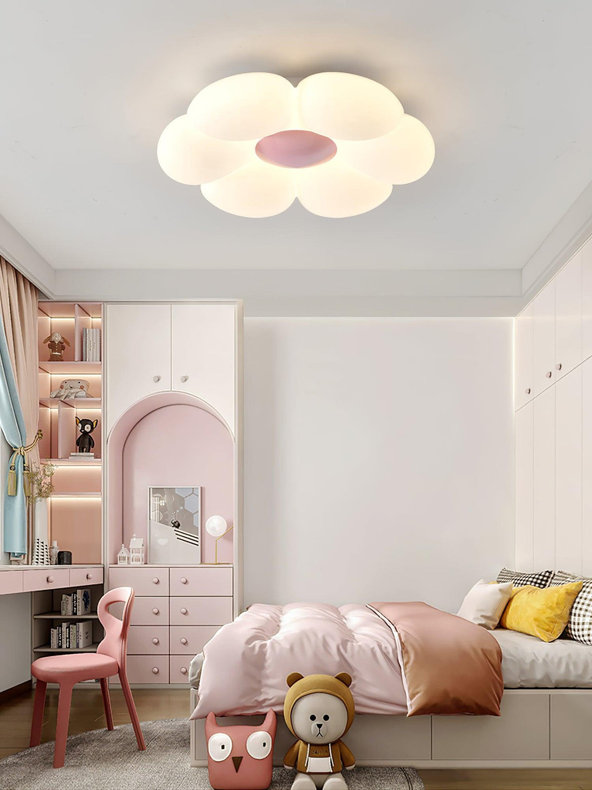Flush Mount LED Ceiling Light 20 in Diameter Metal Acrylic Fixture for Bedrooms Dining Rooms Living Spaces Low Profile Modern Overhead Light