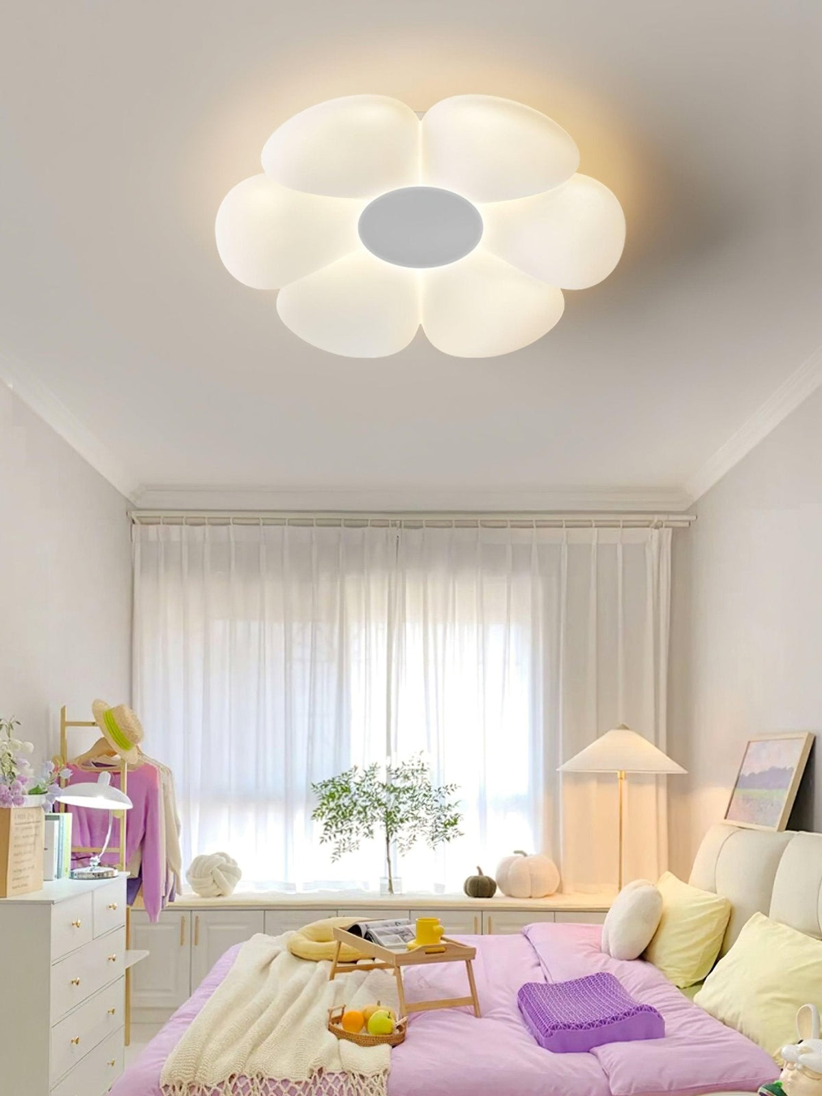 Flush Mount LED Ceiling Light 20 in Diameter Metal Acrylic Fixture for Bedrooms Dining Rooms Living Spaces Low Profile Modern Overhead Light