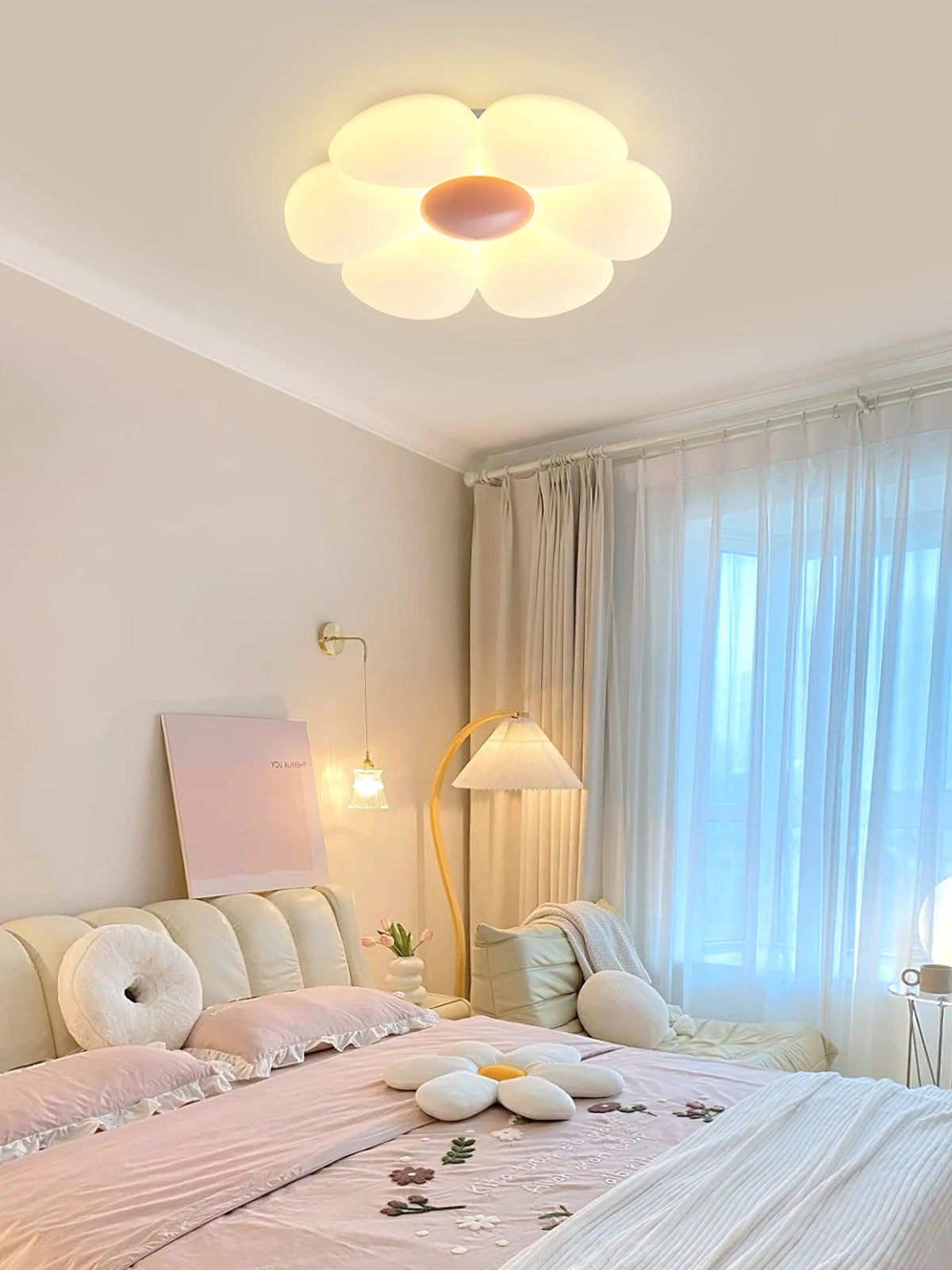 Flush Mount LED Ceiling Light 20 in Diameter Metal Acrylic Fixture for Bedrooms Dining Rooms Living Spaces Low Profile Modern Overhead Light