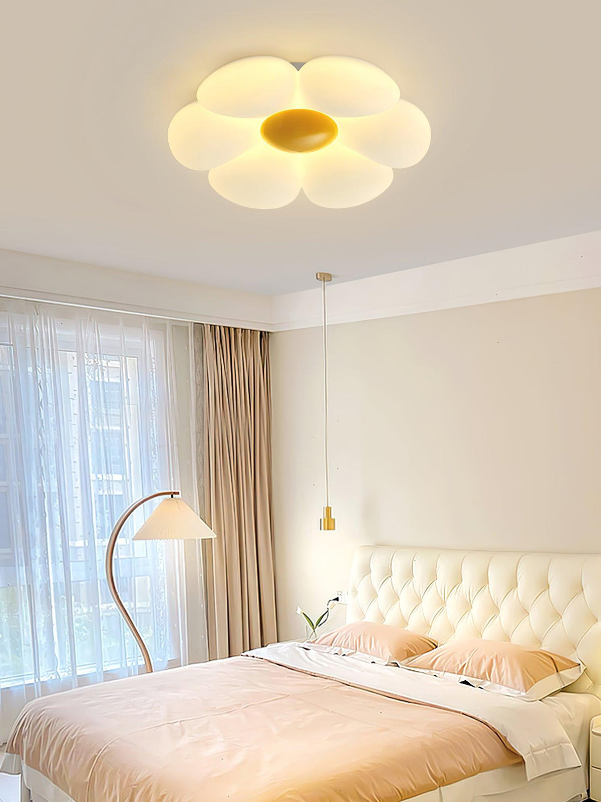 Flush Mount LED Ceiling Light 20 in Diameter Metal Acrylic Fixture for Bedrooms Dining Rooms Living Spaces Low Profile Modern Overhead Light