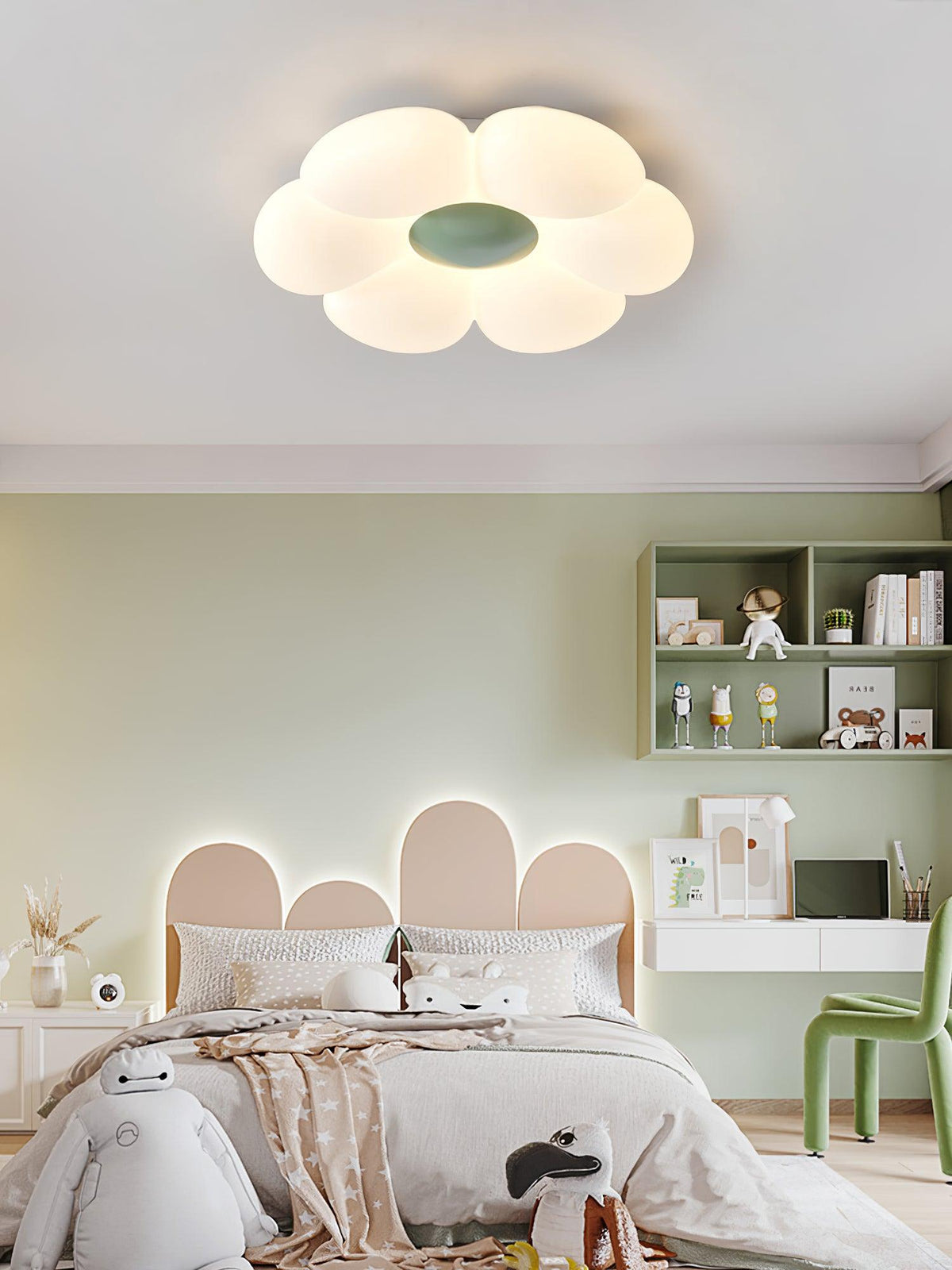 Flush Mount LED Ceiling Light 20 in Diameter Metal Acrylic Fixture for Bedrooms Dining Rooms Living Spaces Low Profile Modern Overhead Light