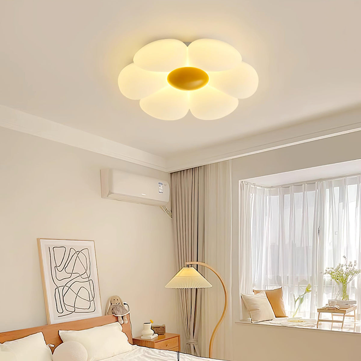 Flush Mount LED Ceiling Light 20 in Diameter Metal Acrylic Fixture for Bedrooms Dining Rooms Living Spaces Low Profile Modern Overhead Light