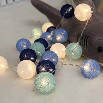 Cotton Ball String Lights LED Garland for Bedroom Living Room Nursery Party Decor USB or Battery Powered Ambient Lighting
