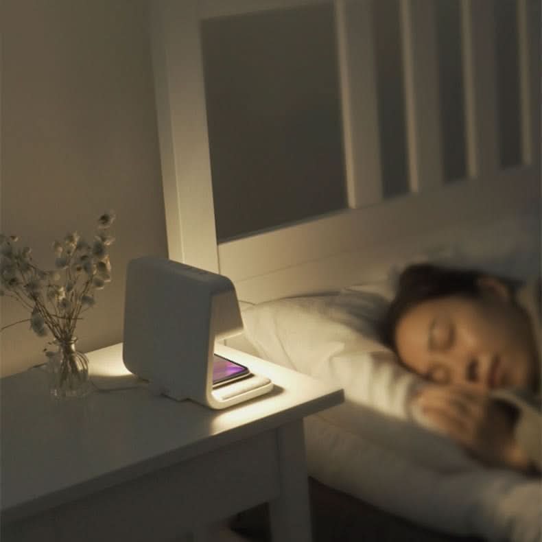 Bedside Lamp with Wireless Charging Station and Alarm Clock Display LED Nightstand Light Touch Dimmer for Bedroom Nightstand Qi Phone Charge