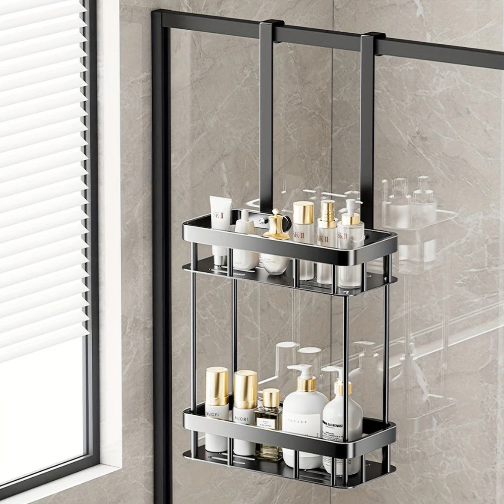 Sleek Shower Caddy - Stainless Steel, Space-Saving Organizer