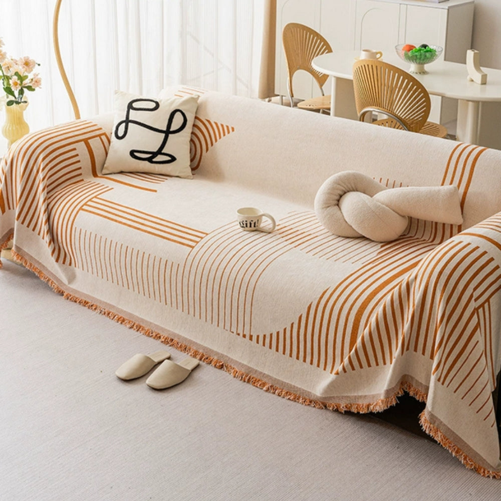 Sleek Sofa Cover - Soft Chenille, Cozy Snowflake Design