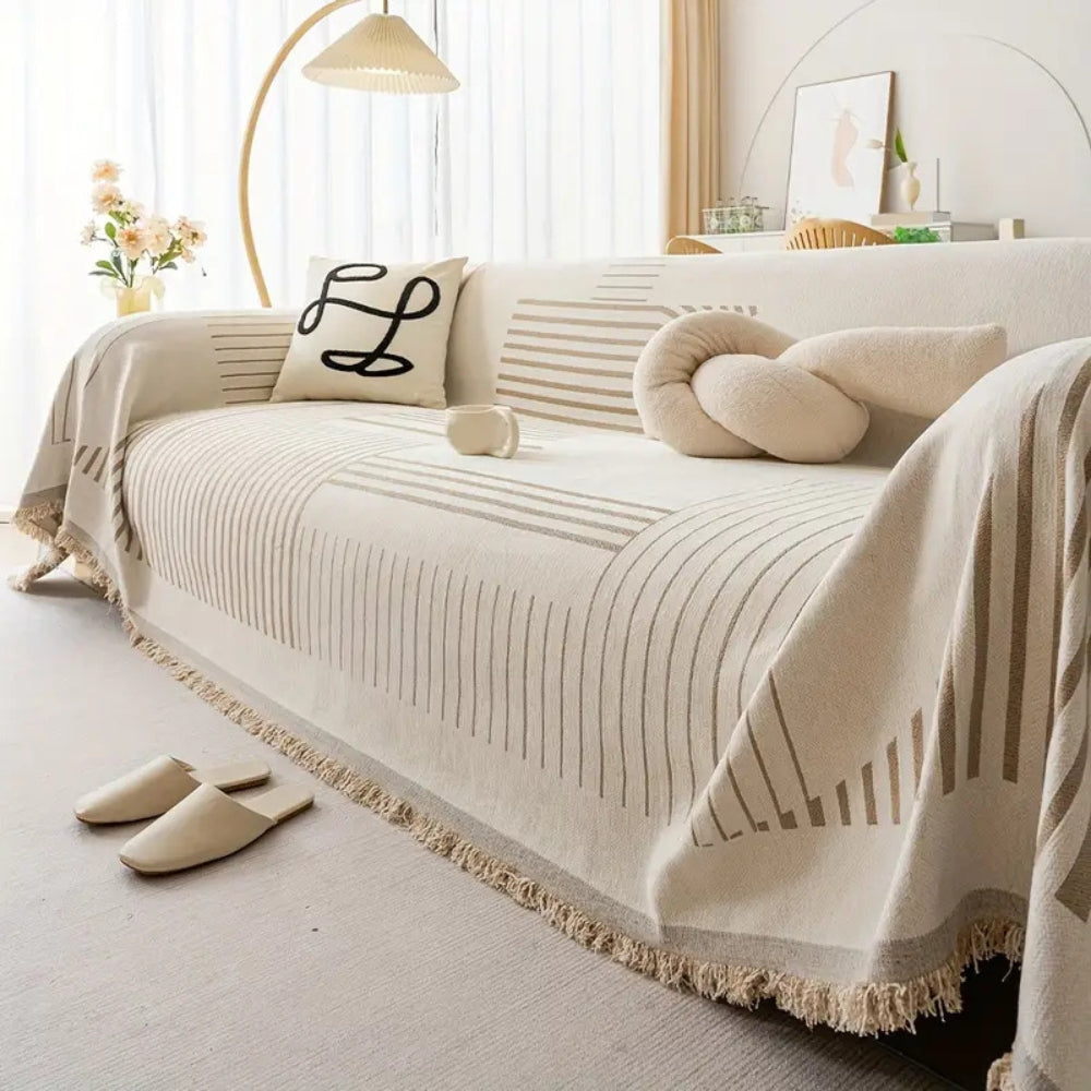 Sleek Sofa Cover - Soft Chenille, Cozy Snowflake Design