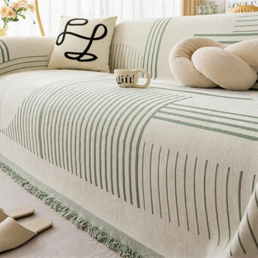 Sleek Sofa Cover - Soft Chenille, Cozy Snowflake Design
