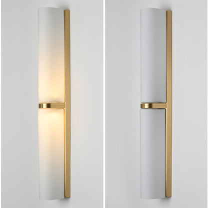 Glass Wall Sconce 2-Light Modern LED Fixture with Metal Frame for Bedroom Living Room Hallway