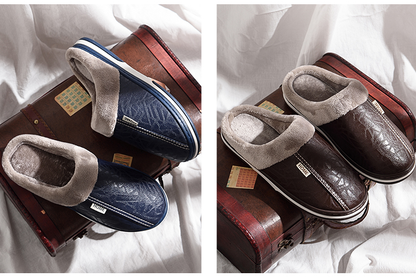 Waterproof Plush-Lined House Slippers with Anti-Slip Sole for Indoor & Outdoor Winter Comfort