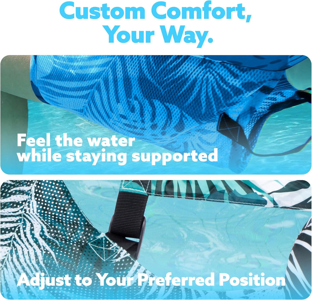 Pool Floats, Inflatable Pool Float Chair with Cooling Mesh Seat and Adjustable Backrest, Pool Lounger Set of 2