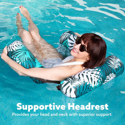 Pool Floats, Inflatable Pool Float Chair with Cooling Mesh Seat and Adjustable Backrest, Pool Lounger Set of 2