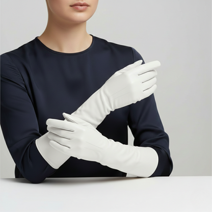 Extended Arm Gloves – Faux Leather Winter Gloves for Women – Elbow-Length Cold Weather Handwear with Insulated Lining – Formal & Casual