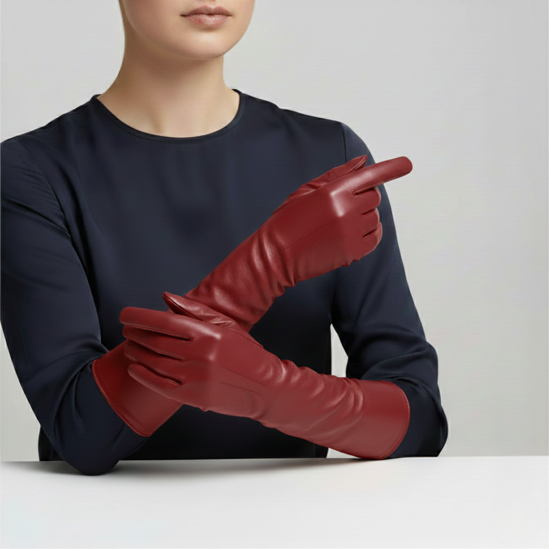 Extended Arm Gloves – Faux Leather Winter Gloves for Women – Elbow-Length Cold Weather Handwear with Insulated Lining – Formal & Casual