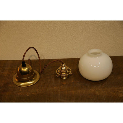 Glass Globe Hanging Lamp 5 in Diameter Vintage Brass Fixture Height Adjustable Wire Ceiling Suspension for Kitchen Dining Room Entryway Nook