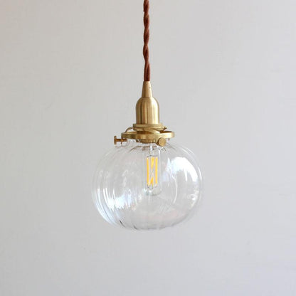 Glass Globe Hanging Lamp 5 in Diameter Vintage Brass Fixture Height Adjustable Wire Ceiling Suspension for Kitchen Dining Room Entryway Nook