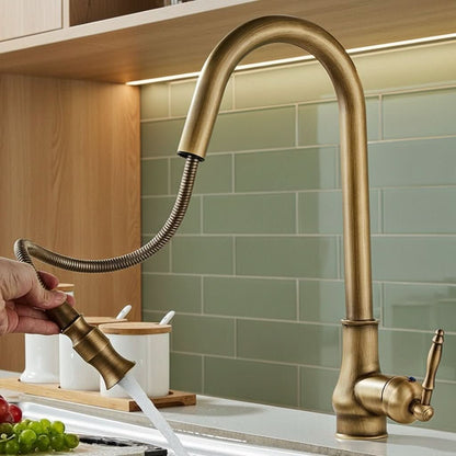 FLEXTAP – Pull Out Kitchen Faucet Antique Style High Arc Sink Mixer