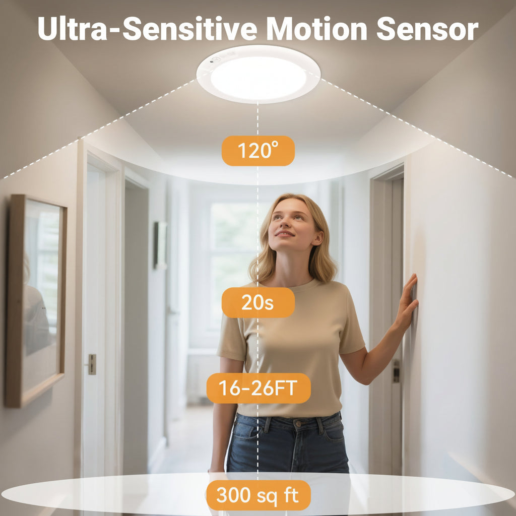 Smart Motion Sensor Ceiling Light | Rechargeable LED Flush Mount Lamp for Effortless Indoor Lighting