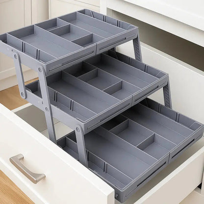 Smart Organizer | 3-Tier Drawer Organizer with Adjustable Dividers | Versatile Storage Solution for Kitchen and Office