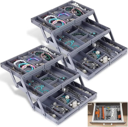 Smart Organizer | 3-Tier Drawer Organizer with Adjustable Dividers | Versatile Storage Solution for Kitchen and Office