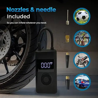 Smart Tire Pump | Portable Tire Inflator with LCD Display | Cordless Design for Efficient Tire Maintenance