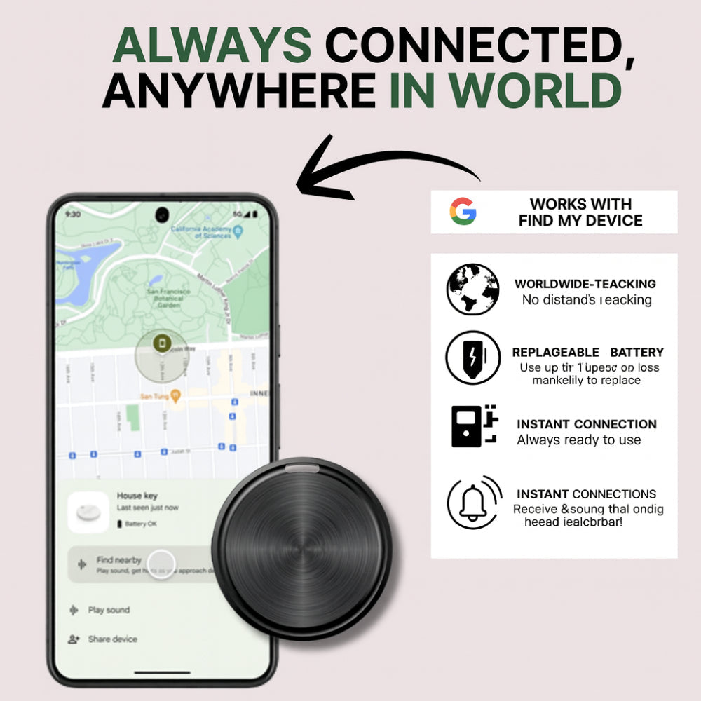 Smart Tracker Locator | Bluetooth Device for Keys & Pets with Real-Time Alerts | Compact Design for Easy Tracking