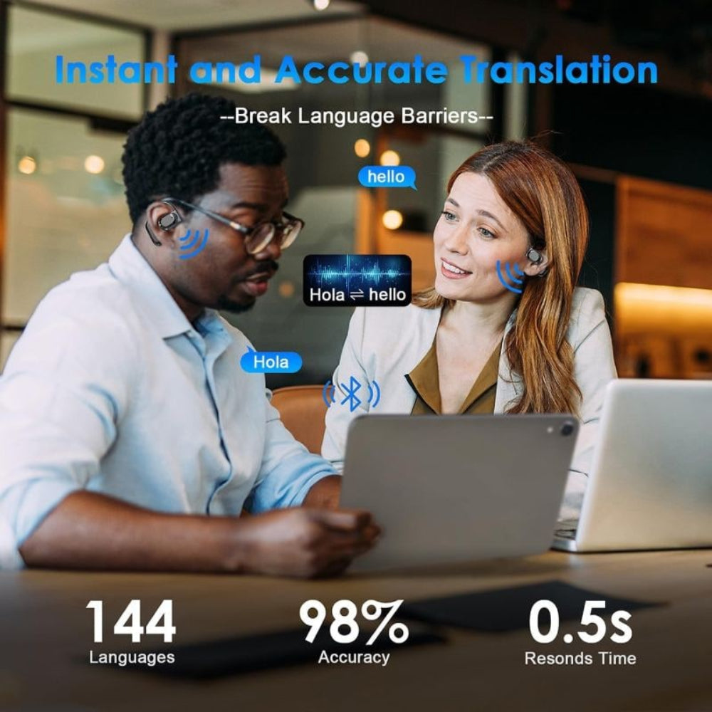 Smart Translation Earbuds | Wireless Bluetooth Earbuds with Type C Charging | Real-Time Voice Translation for Effortless Communication