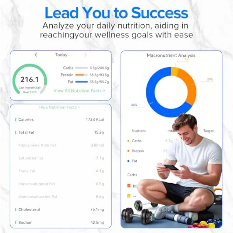 Smart Food Kitchen Scale with Nutritional Calculator Free App for Weight Loss | Nutritional Calculator, Macro Tracking