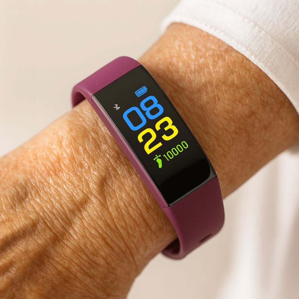 Health-Monitoring Smartwatch for Seniors with LED Display & Simple Interface for Daily Wellness Tracking
