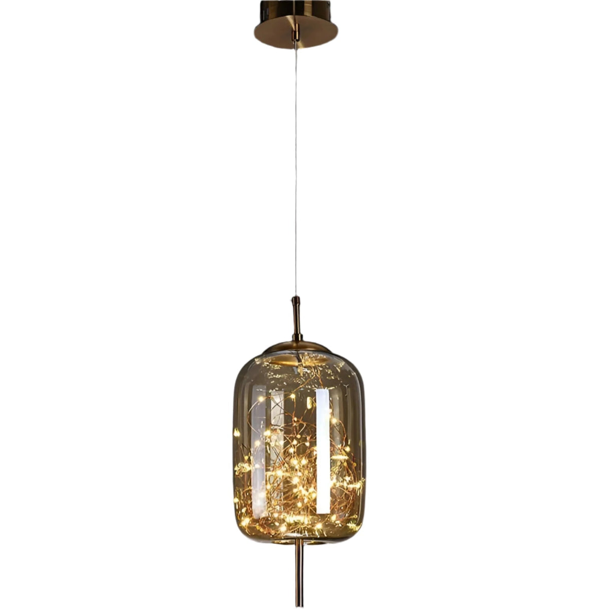 Glass Hanging Fixture with Adjustable Cord for Dining Table & Kitchen Island | Modern Suspended Light in Amber or Gray | Oval Sphere Capsule