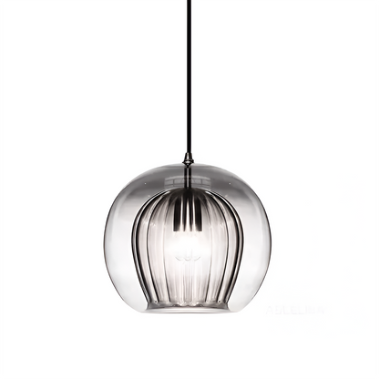Spherical Glass Hanging Light with Adjustable Height for Kitchen Island, Dining Table, Bedroom | E27 Socket | Modern Orb Fixture for Home an