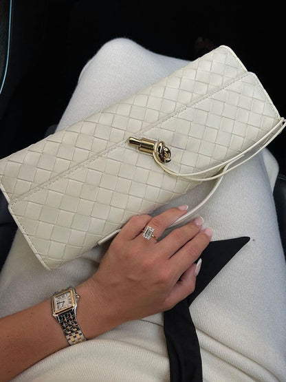 Chic Vegan Leather Clutch Bag with Hand-Braided Design for Timeless Style