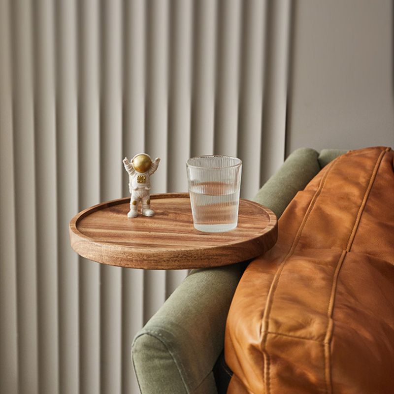 Stylish Clip-On Tray Table for Sofa with Solid Wood Design | Elegant Walnut Finish for Convenience