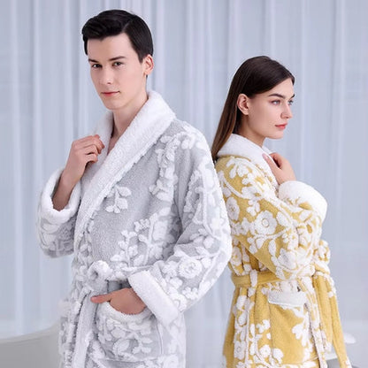 Solara Luxe Bathrobe - Plush Microfiber, Double-Layer Jacquard Design