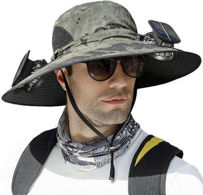 Sun Hat with Fan, Solar Powered Fan Hat, Wide Brim Hat with Cooling Fan for Outdoor Protection