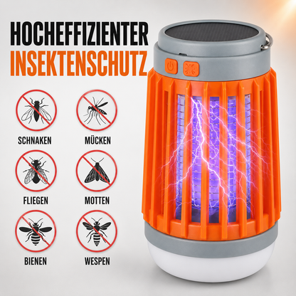Solar Bug Zapper with UV Light & LED Camping Lantern for Outdoor Mosquito Control & Patio Lighting