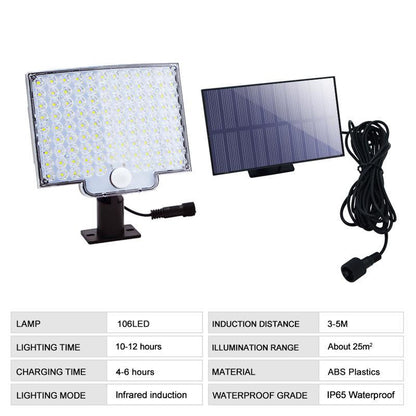 Solar Outdoor Light | 106 LED Motion Sensor with Adjustable Modes | Energy-Efficient Illumination for Gardens and Driveways