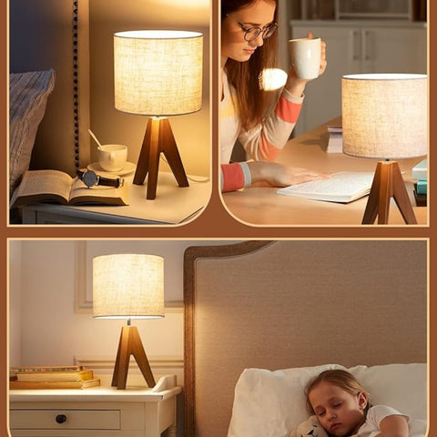 Solara Table Lamp - Wooden Base, Adjustable Light Settings for Bedroom and Desk