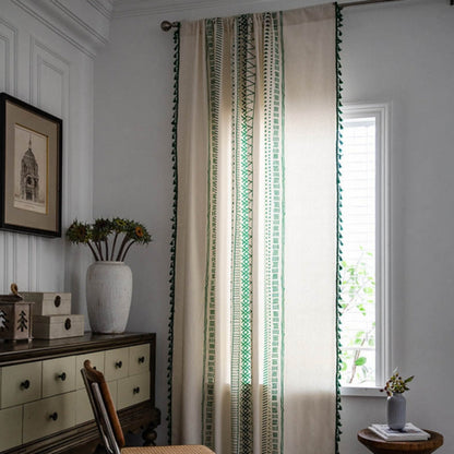 Solara Light Curtain - Embroidered Microfiber, Elegant Tassel Design