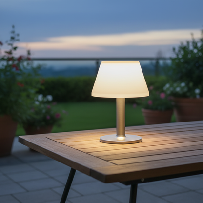 Cordless Solar Table Lantern for Patio Deck Balcony Garden Ambient Glow Weatherproof LED Accent Light