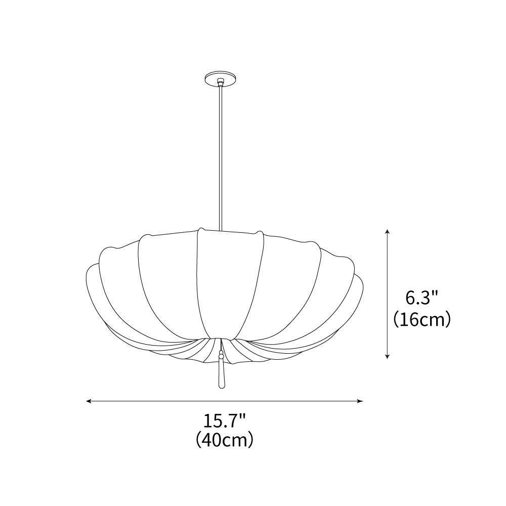 Fabric Ceiling Light Fixture White 16 in Diameter for Dining Room Kitchen Bedroom Adjustable Height Modern Hanging Lamp E26 Socket
