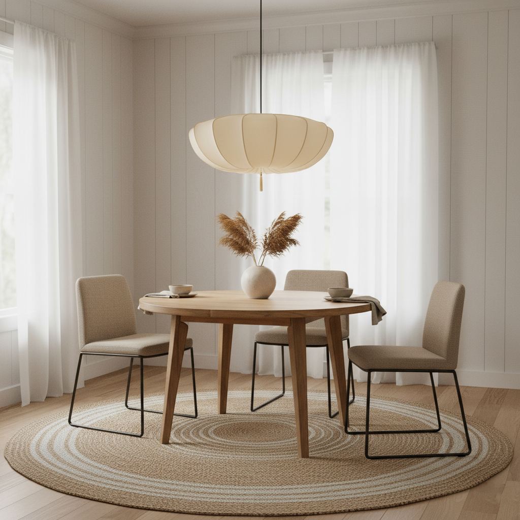 Fabric Ceiling Light Fixture White 16 in Diameter for Dining Room Kitchen Bedroom Adjustable Height Modern Hanging Lamp E26 Socket