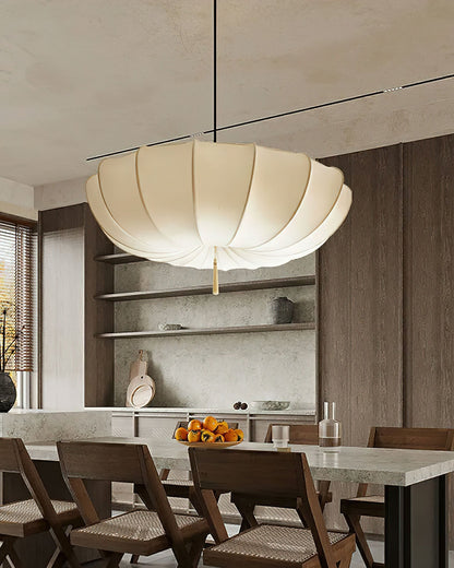 Fabric Ceiling Light Fixture White 16 in Diameter for Dining Room Kitchen Bedroom Adjustable Height Modern Hanging Lamp E26 Socket