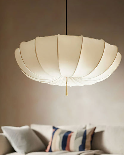 Fabric Ceiling Light Fixture White 16 in Diameter for Dining Room Kitchen Bedroom Adjustable Height Modern Hanging Lamp E26 Socket