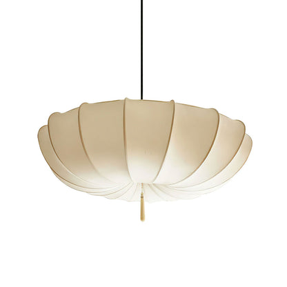 Fabric Ceiling Light Fixture White 16 in Diameter for Dining Room Kitchen Bedroom Adjustable Height Modern Hanging Lamp E26 Socket