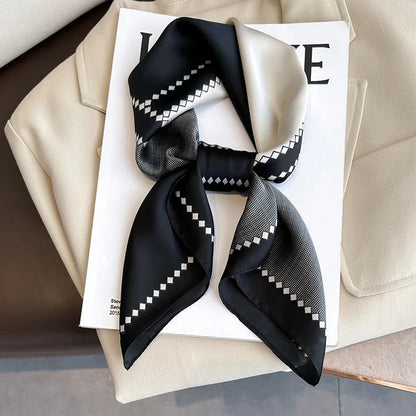 Sophie Silk Charm Scarf | Plaid Pattern, Versatile Accessory