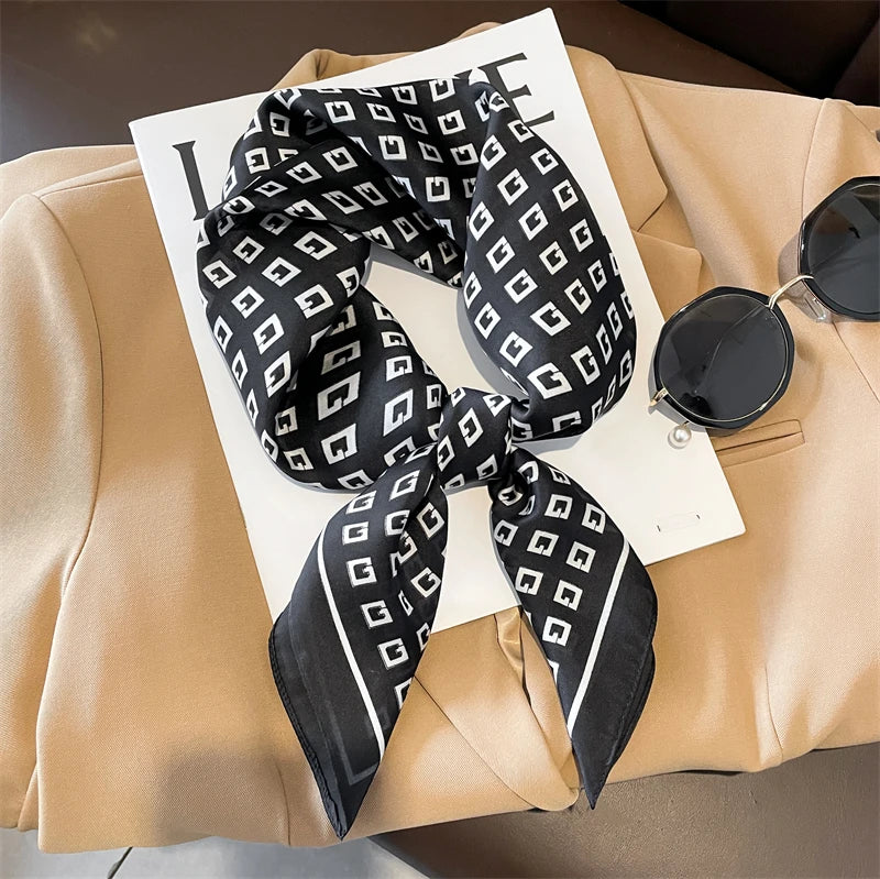 Sophie Silk Charm Scarf | Plaid Pattern, Versatile Accessory