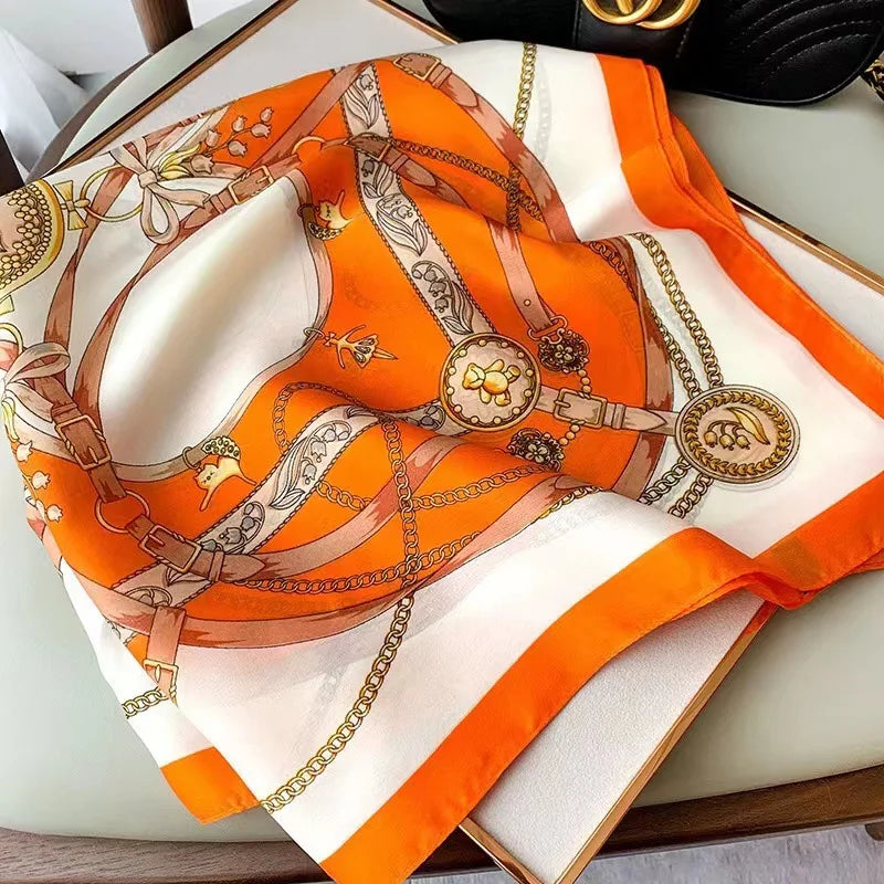 Sophie Silk Charm Scarf | Plaid Pattern, Versatile Accessory