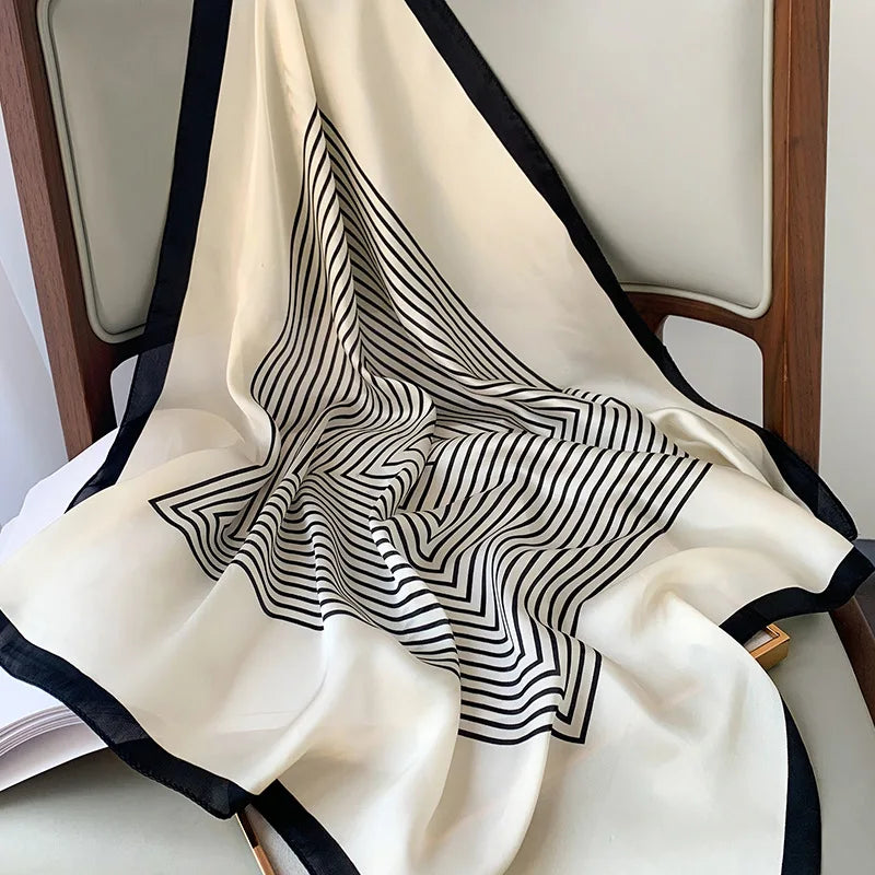 Sophie Silk Charm Scarf | Plaid Pattern, Versatile Accessory