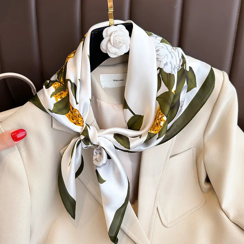 Sophie Silk Charm Scarf | Plaid Pattern, Versatile Accessory